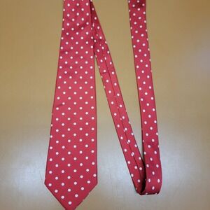 Brooks Brothers Red White Polka Dot Silk Tie Handmade Italy Made in USA